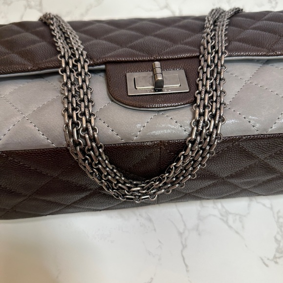 💎Authentic CHANEL Sold
Bi-Color Brown/Grey Leather  QuiltedClassicFlap - Picture 4 of 16